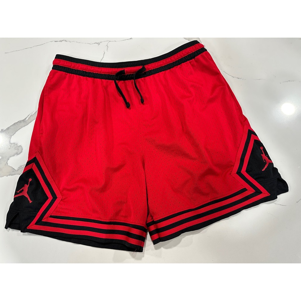 Jordan Mens Diamond Mesh Basketball Shorts Red Black Jumpman 3XL